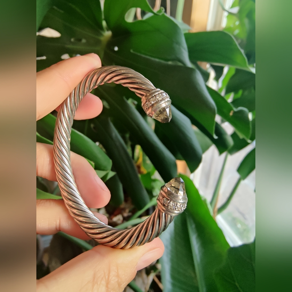 David Yurman Cable Cuff with Diamonds & Smoky Quartz